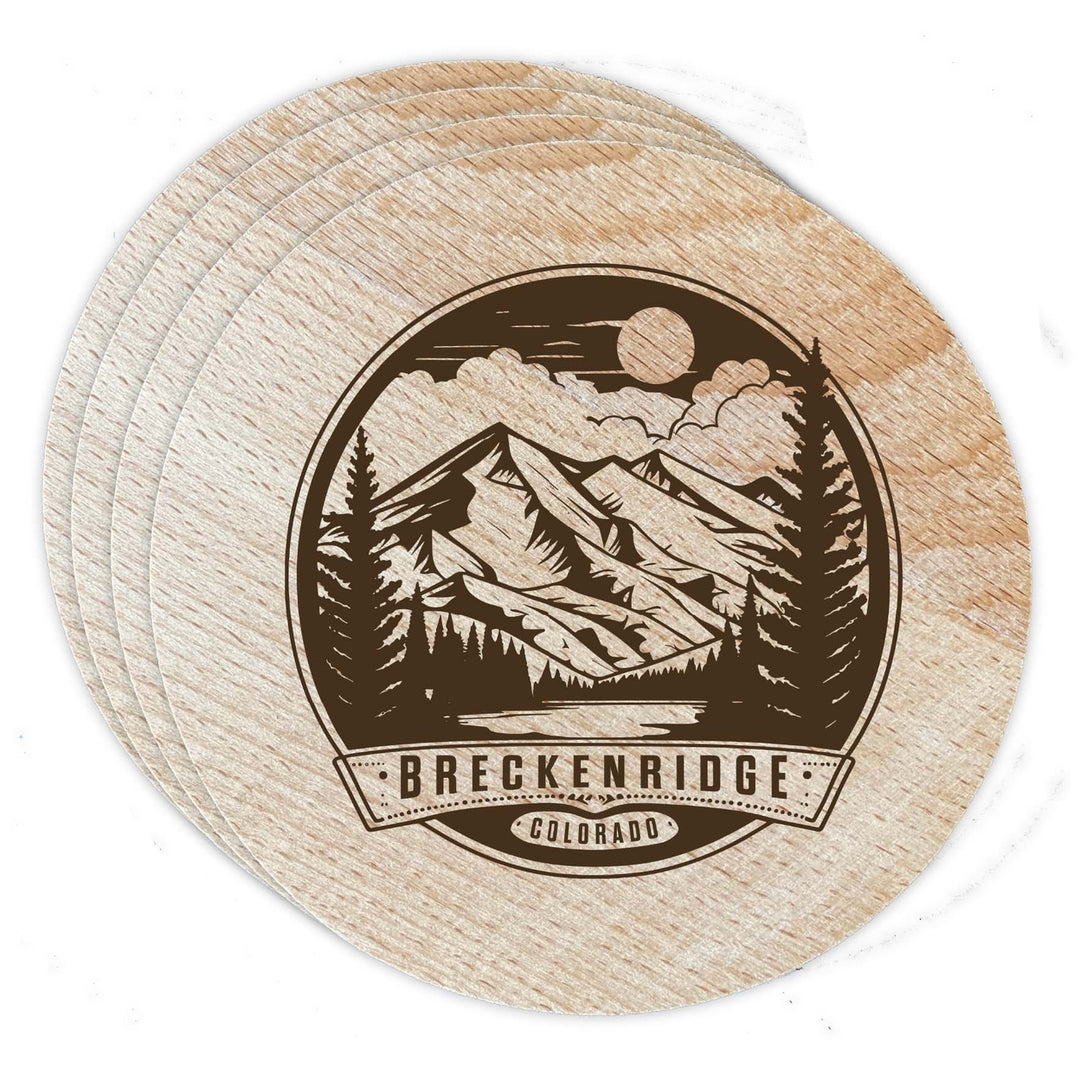 Breckenridge Colorado Souvenir Etched Coaster Wooden 3.5 x 3.5-Inch 4 Pack Image 1