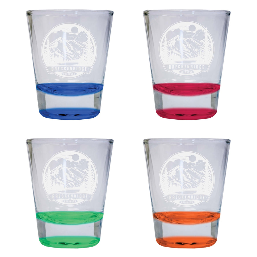 Brekenridge Colorado Souvenir 2 Ounce Engraved Shot Glass Round 4-Pack Multicolor Image 1