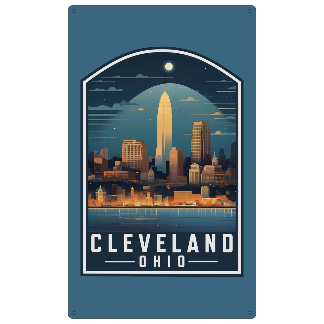 Cleveland Ohio Design A Souvenir Metal Sign 9 x 15 Image 1