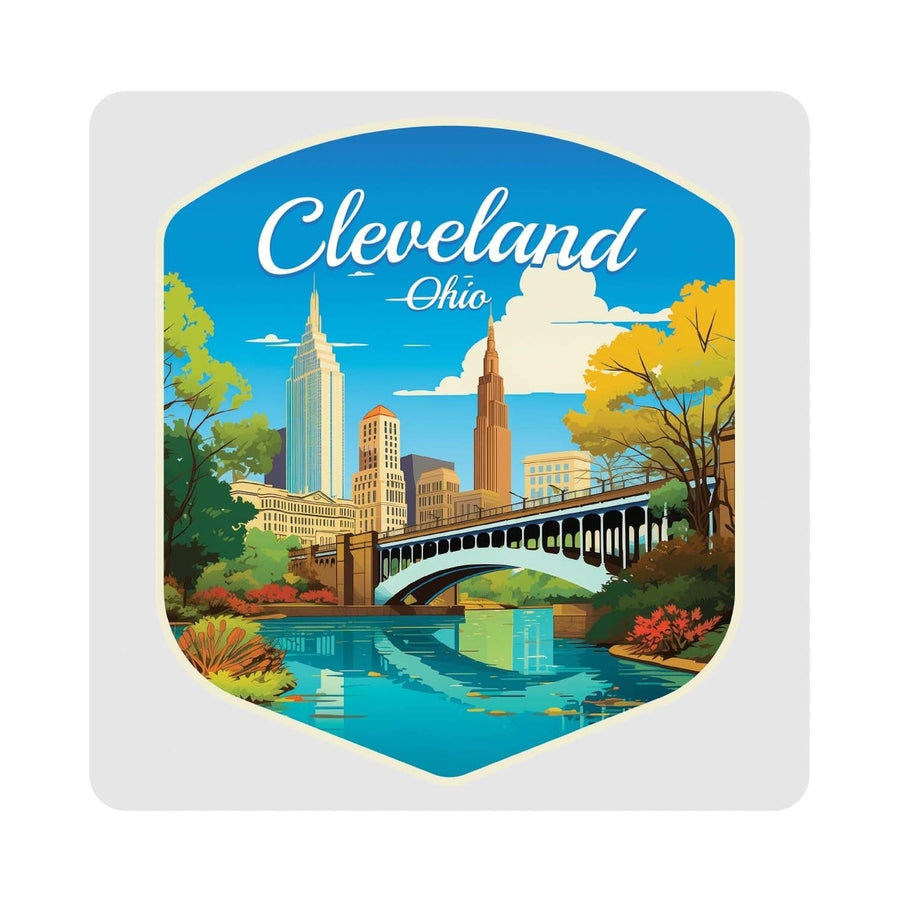 Cleveland Ohio Design B Souvenir 4x4-Inch Coaster Acrylic 4 Pack Image 1