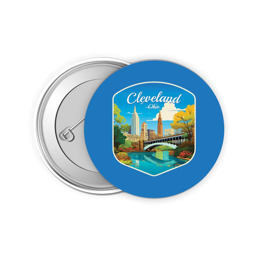 Cleveland Ohio Design B Souvenir Small 2-Inch Button Pin 4 Pack Image 1