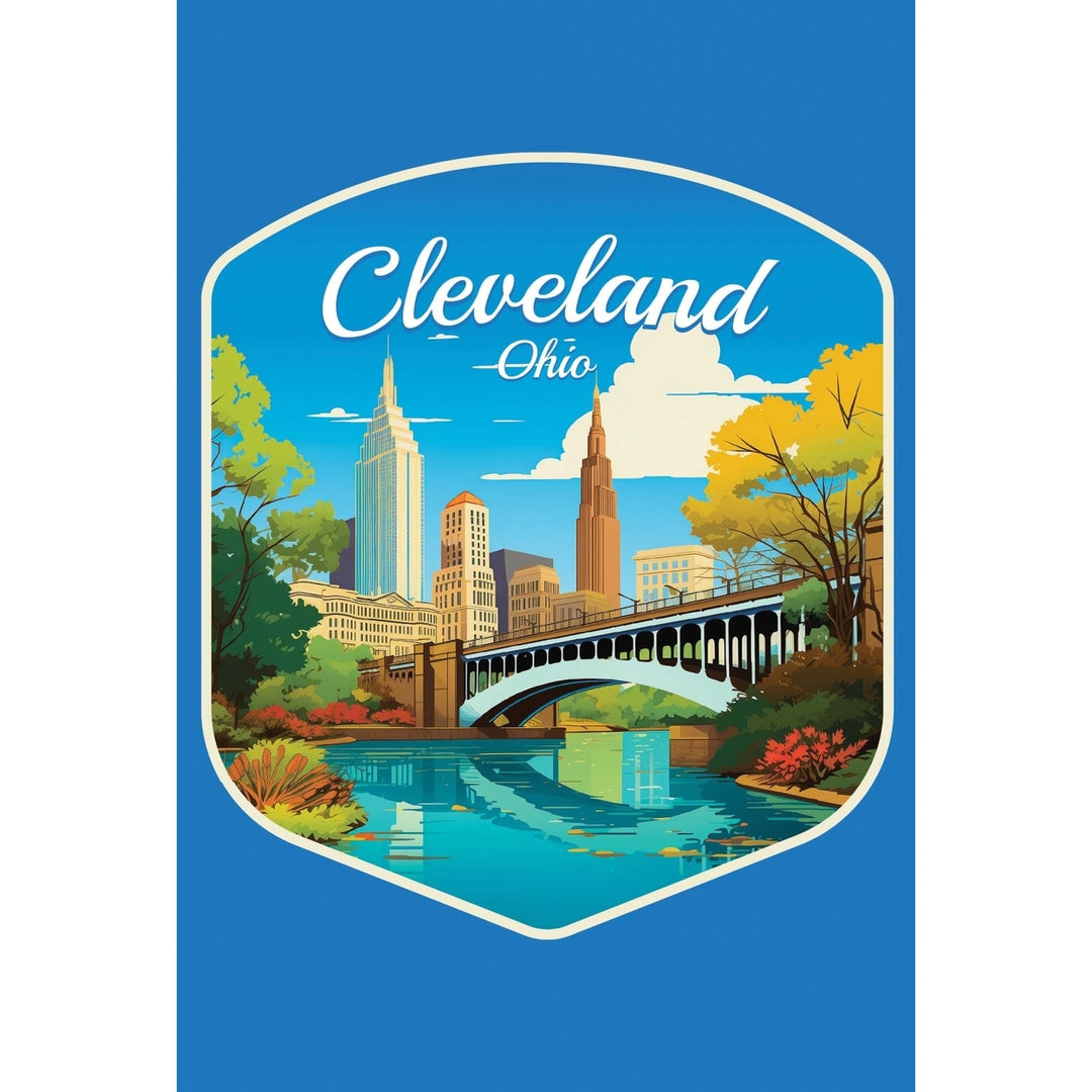 Cleveland Ohio Design B Souvenir Wood sign with frame 5x7 Image 1