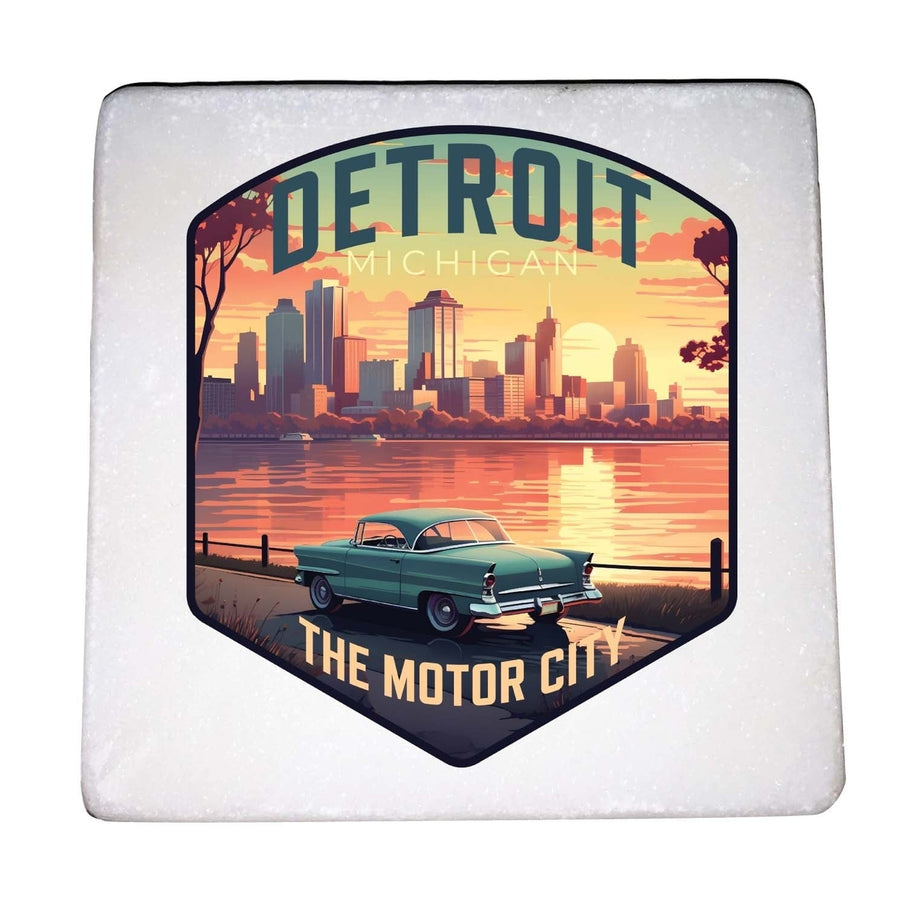 Detroit Michigan Design A Souvenir 4x4-Inch Coaster Marble 4 Pack Image 1