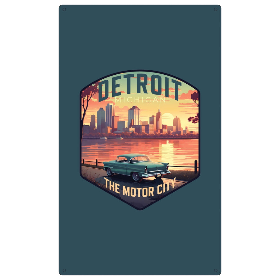 Detroit Michigan Design A Souvenir Metal Sign 9 x 15 Image 1