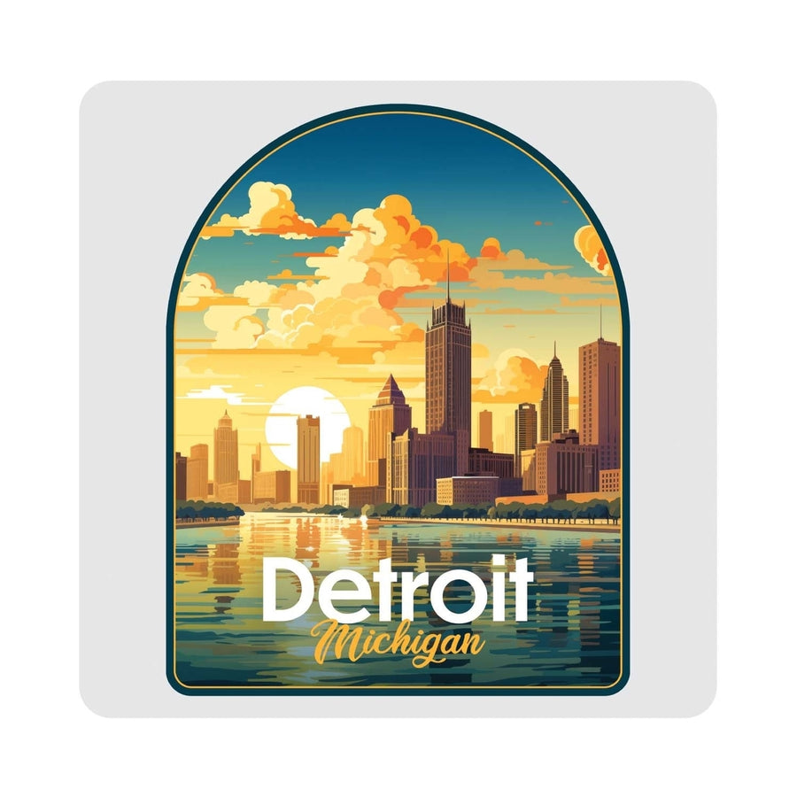 Detroit Michigan Design B Souvenir 4x4-Inch Coaster Acrylic 4 Pack Image 1