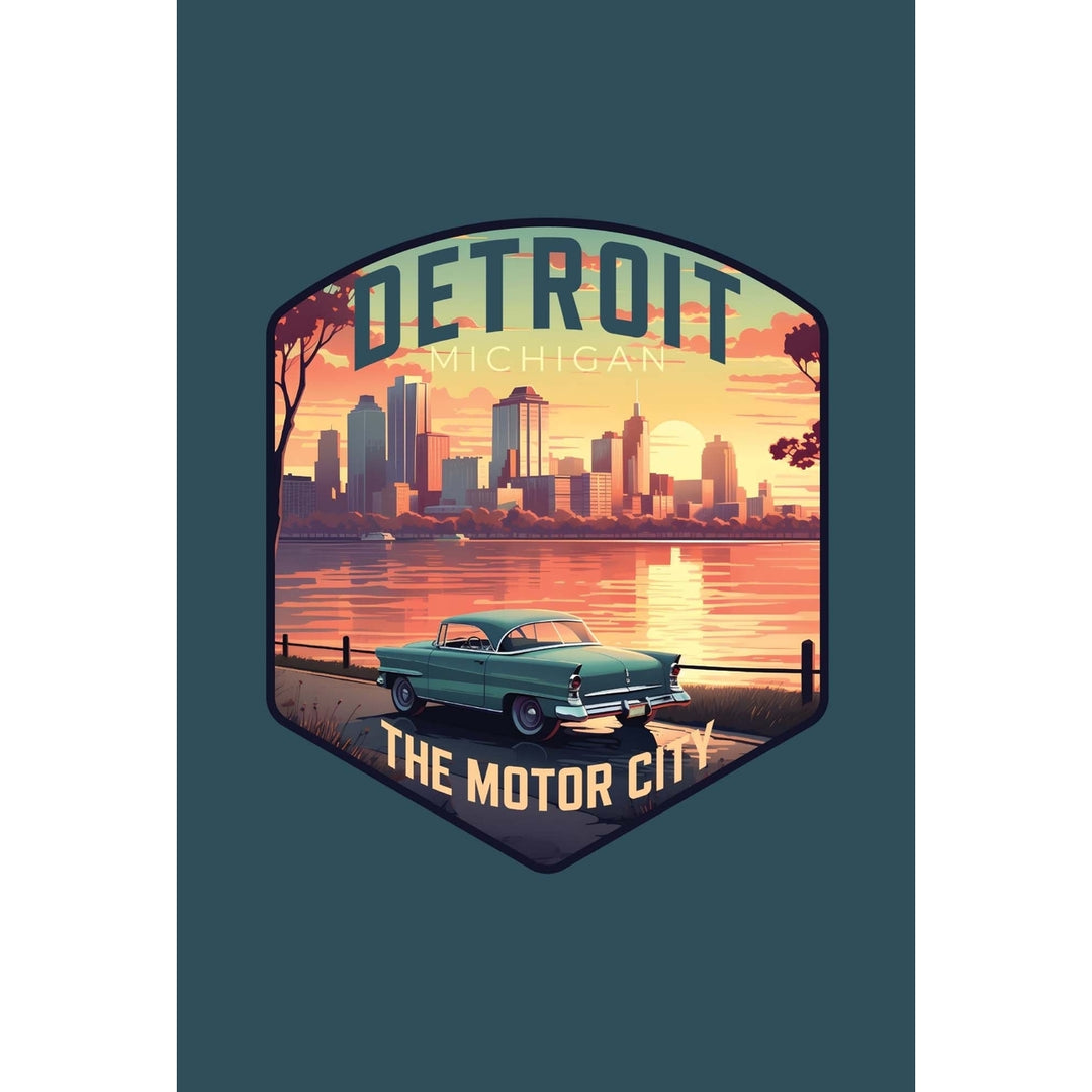 Detroit Michigan Design A Souvenir Wood sign with frame 5x7 Image 1