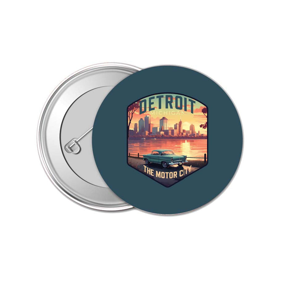 Detroit Michigan Design A Souvenir Small 1-Inch Button Pin 4 Pack Image 1