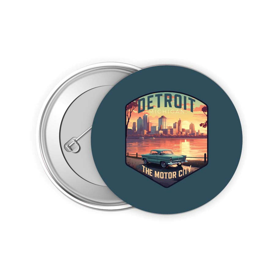 Detroit Michigan Design A Souvenir Small 2-Inch Button Pin 4 Pack Image 1