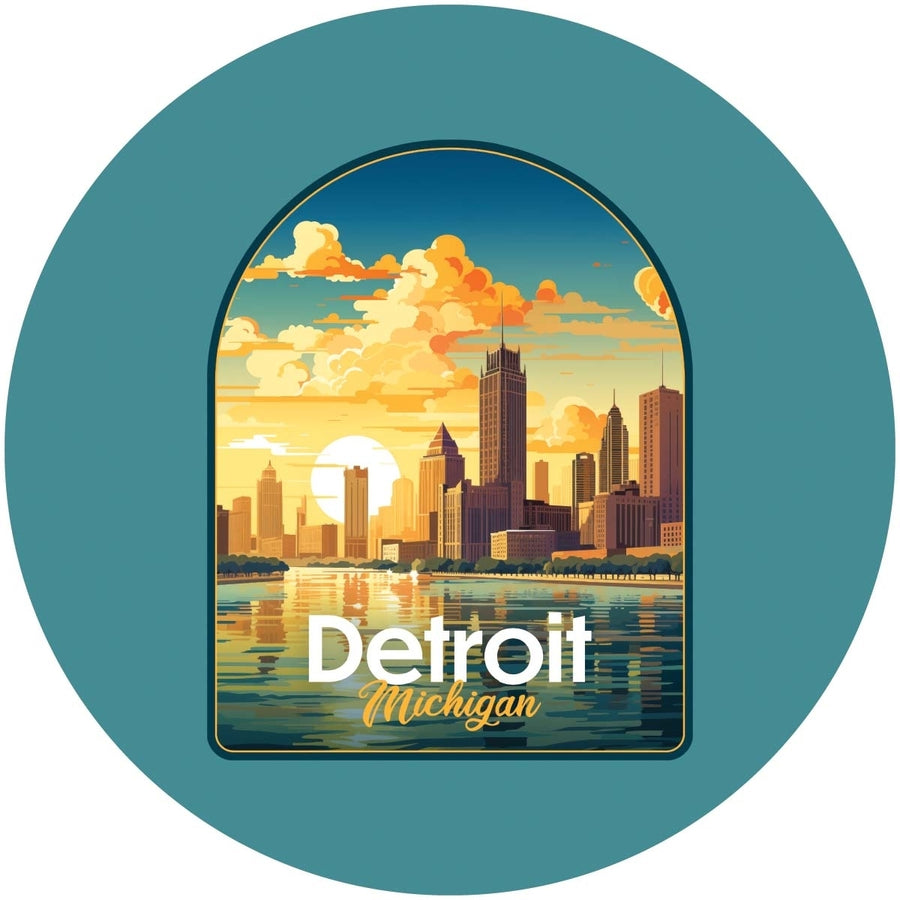 Detroit Michigan Design B Souvenir Coaster Paper 4 Pack Image 1