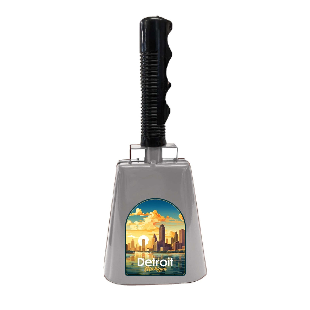 Detroit Michigan Design B Souvenir Destination Cowbell Image 1