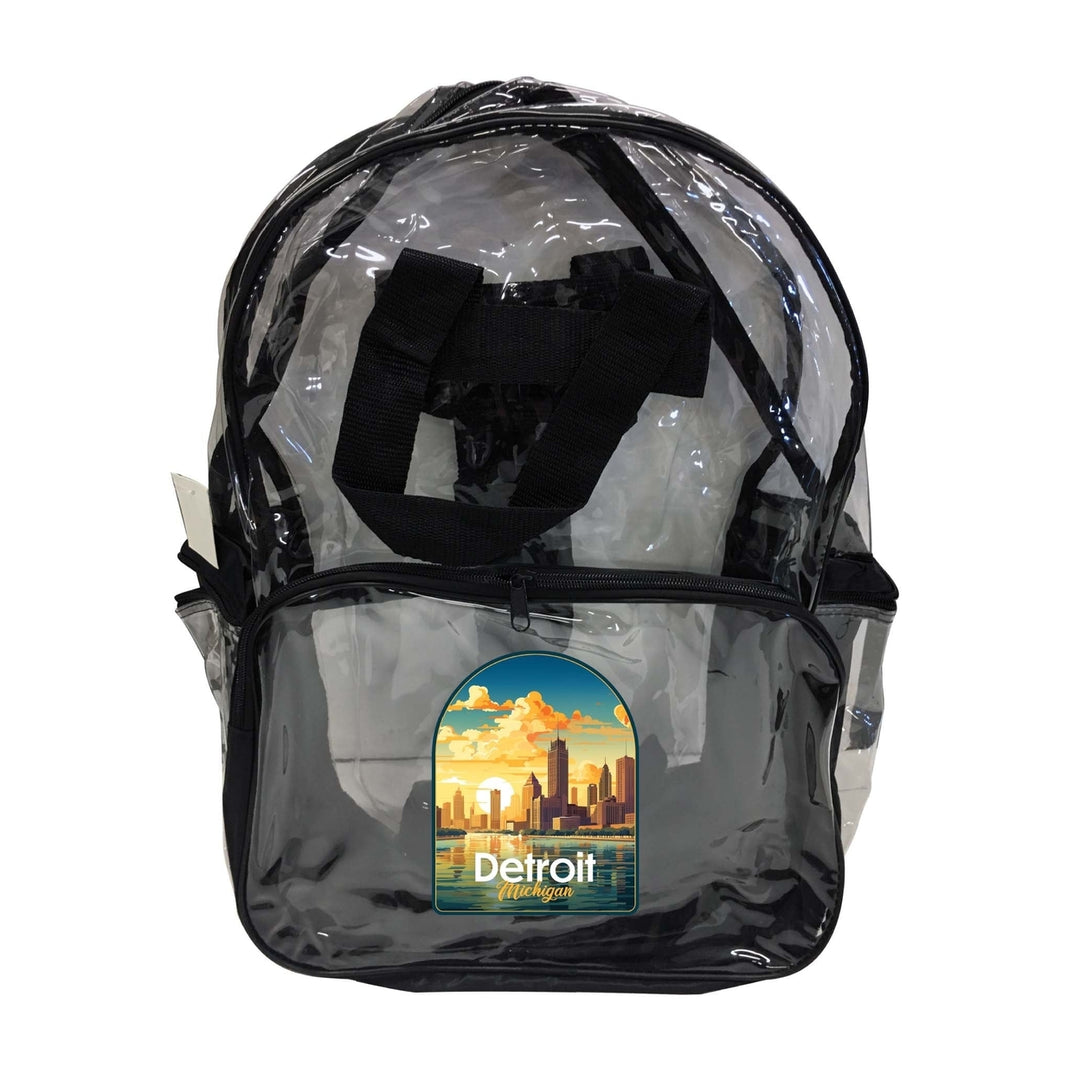 Detroit Michigan Design B Souvenir Clear View Backpack Image 1