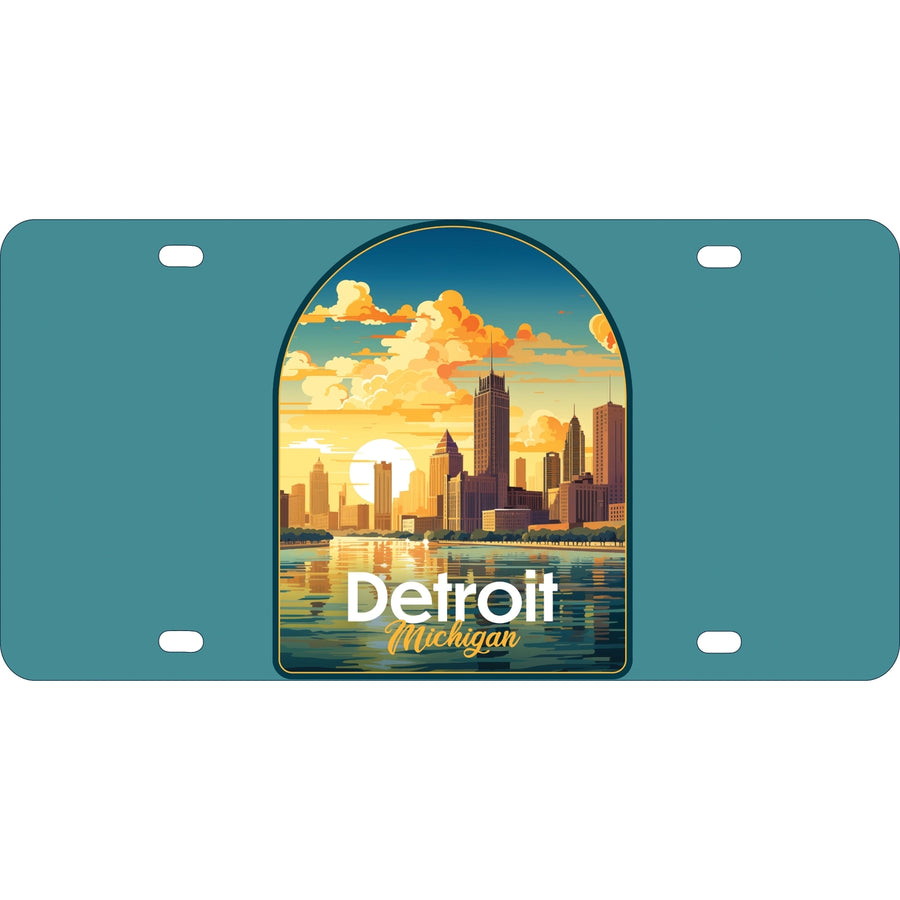 Detroit Michigan Design B Souvenir Metal License Plate Image 1