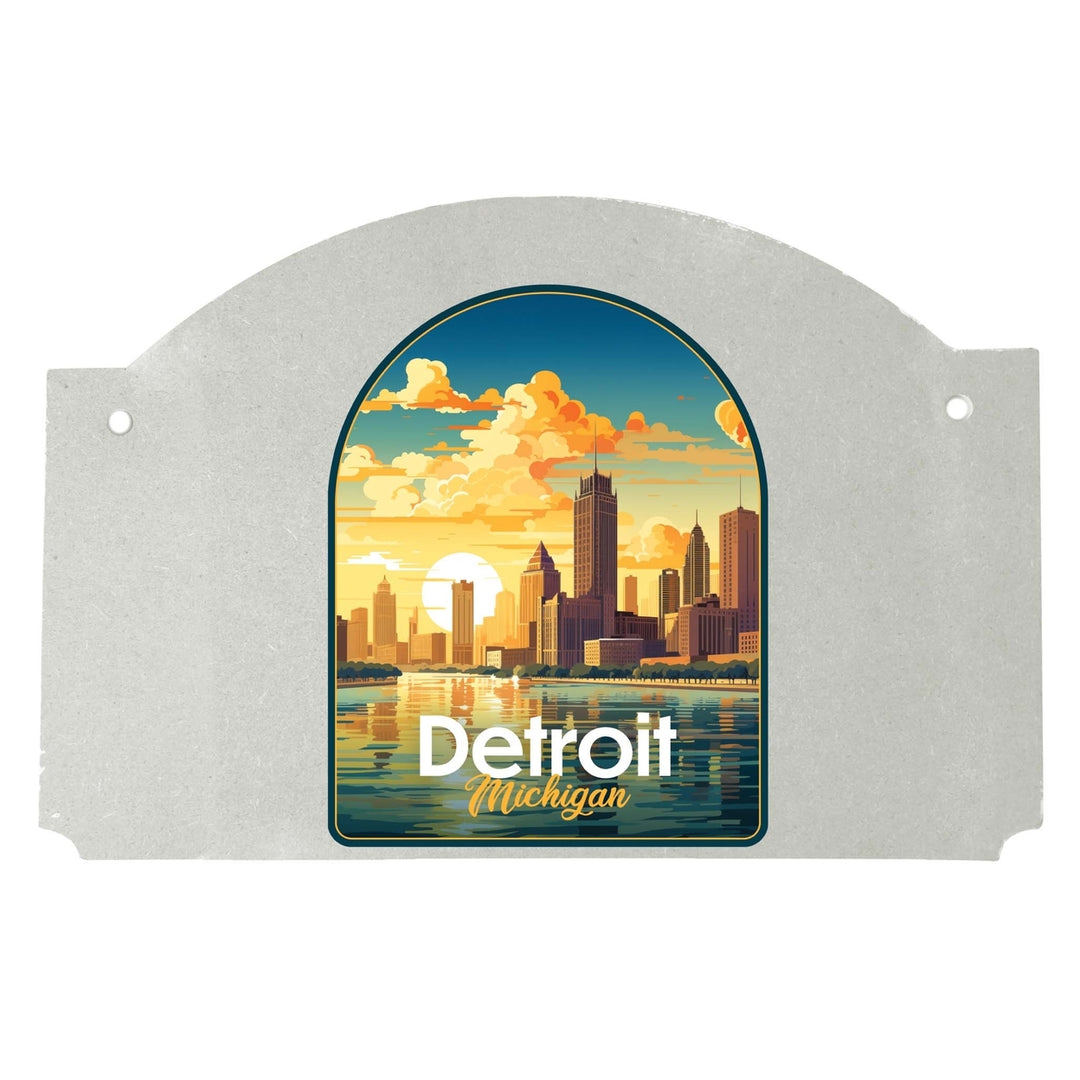 Detroit Michigan Design B Souvenir Wood sign flat with string Image 1