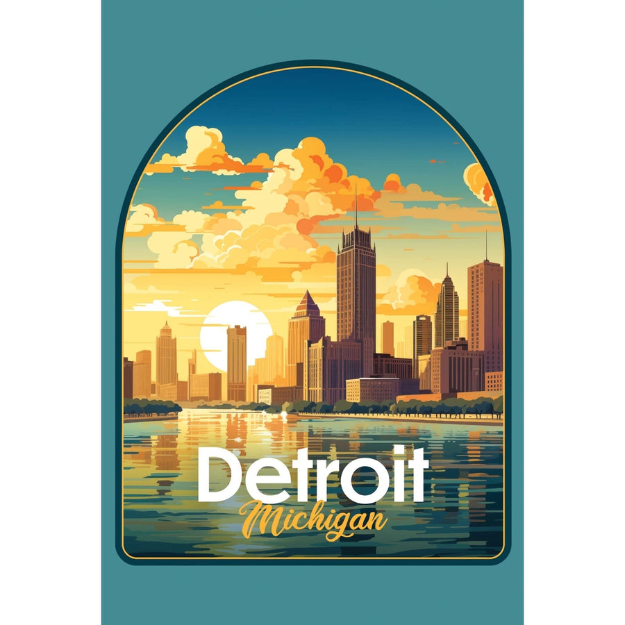 Detroit Michigan Design B Souvenir Wood sign with frame 5x7 Image 1