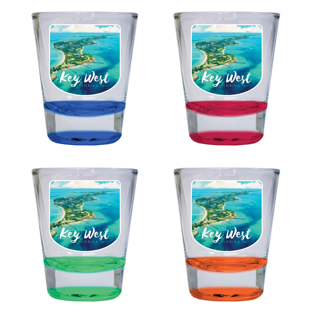 Key West Florida Design A Souvenir 2 Ounce Shot Glass Round 4-Pack Multicolor Image 1