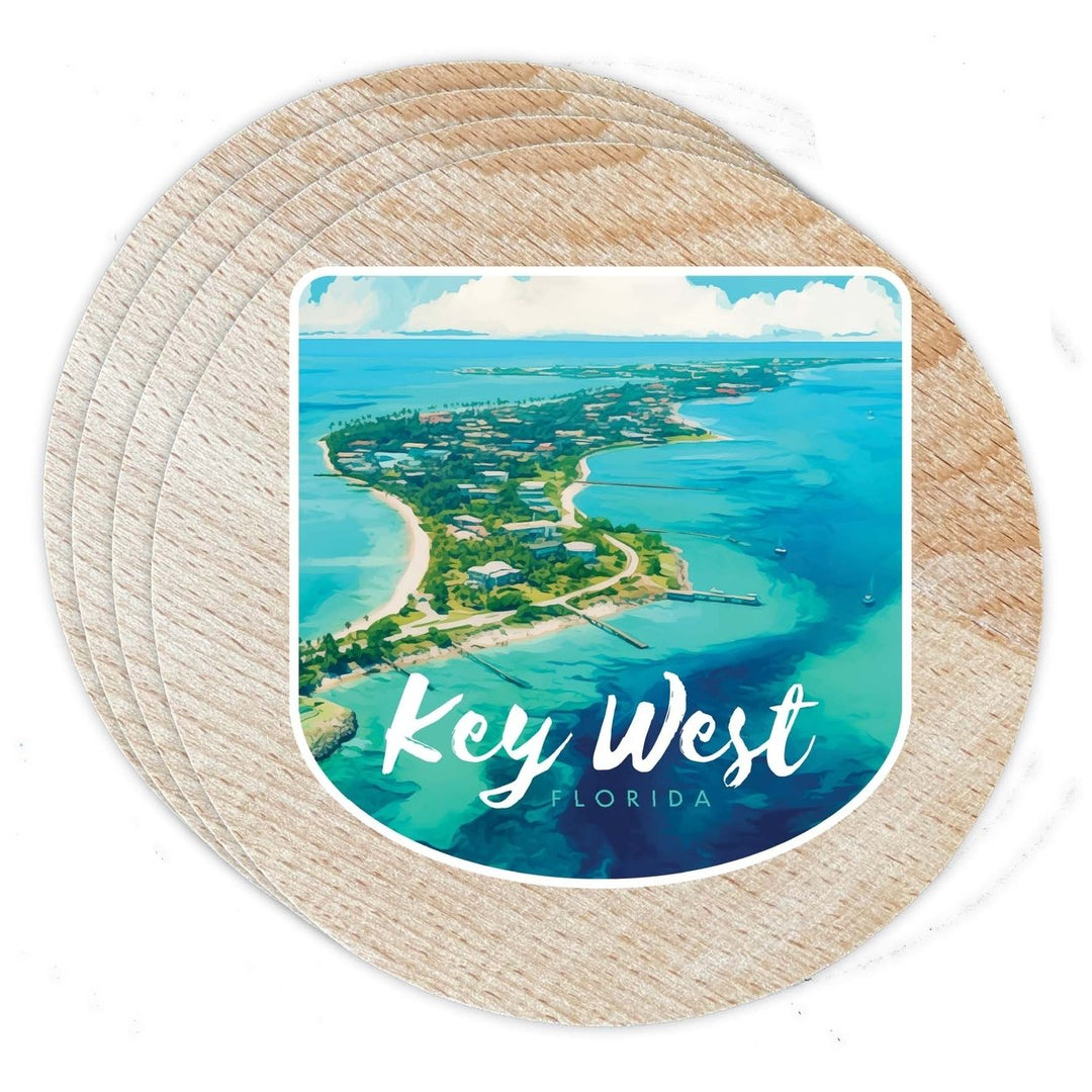 Key West Florida Design A Souvenir Coaster Wooden 3.5 x 3.5-Inch 4 Pack Image 1