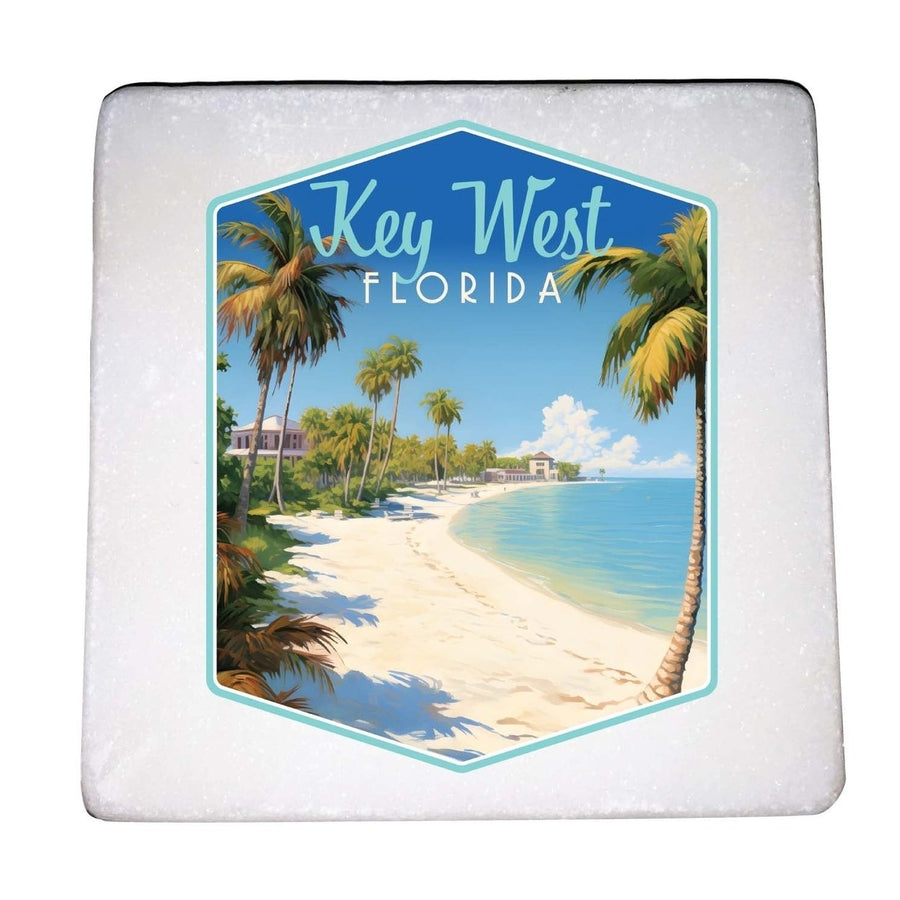 Key West Florida Design B Souvenir 4x4-Inch Coaster Marble 4 Pack Image 1