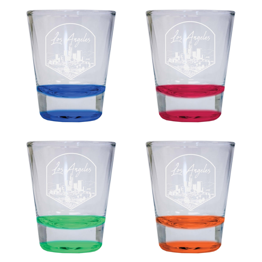 Los Angeles California Engraving 1 Souvenir 2 Ounce Engraved Shot Glass Round 4-Pack Multicolor Image 1