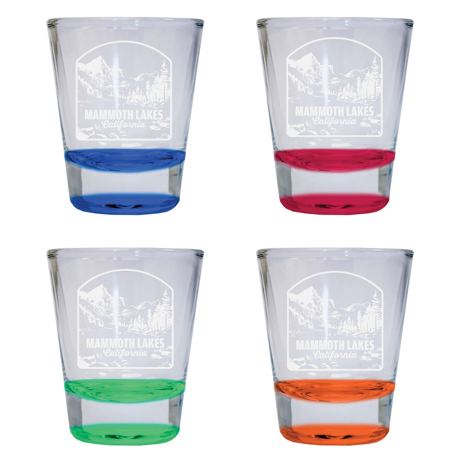 Mammoth Lakes California Souvenir 2 Ounce Engraved Shot Glass Round 4-Pack Multicolor Image 1