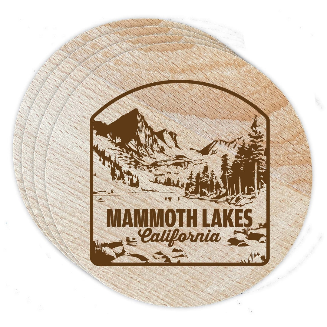 Mammoth Lakes California Souvenir Etched Coaster Wooden 3.5 x 3.5-Inch 4 Pack Image 1