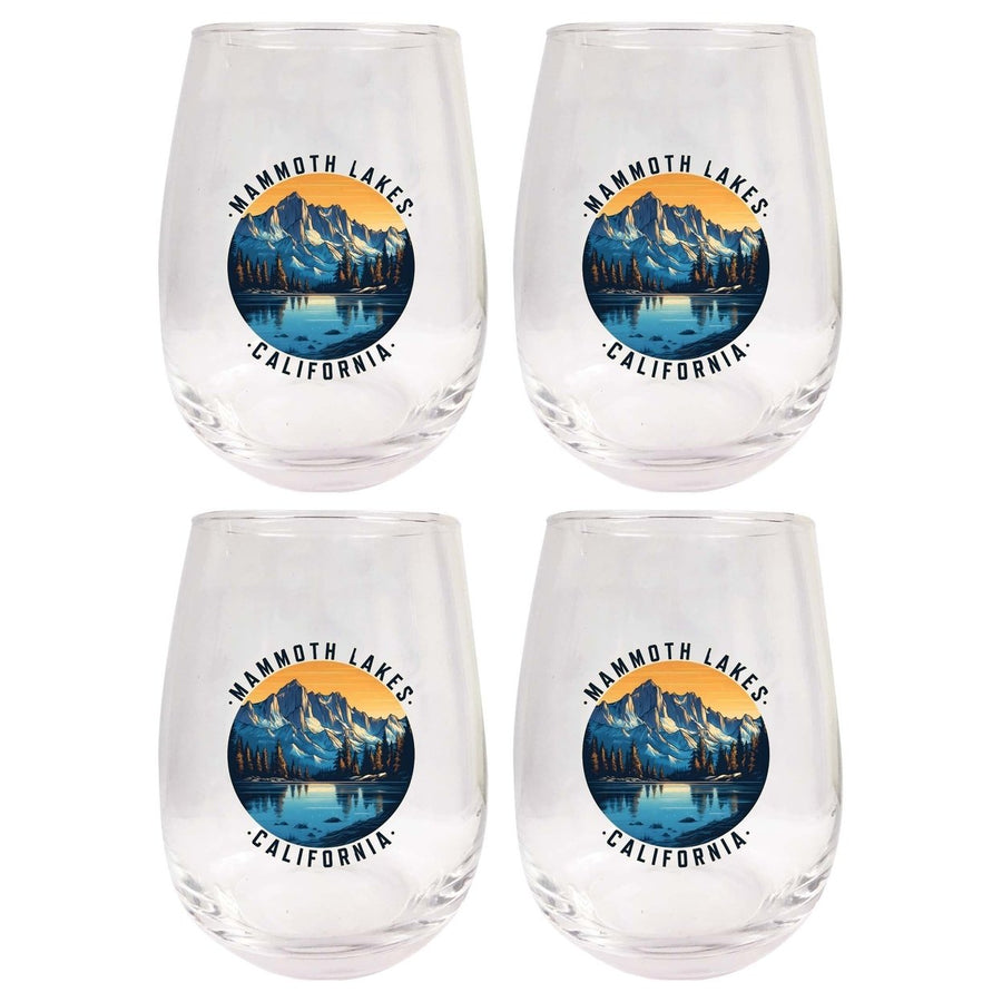 Mammoth Lakes California Design B Souvenir 15 oz Stemless Wine Glass 4-Pack Image 1