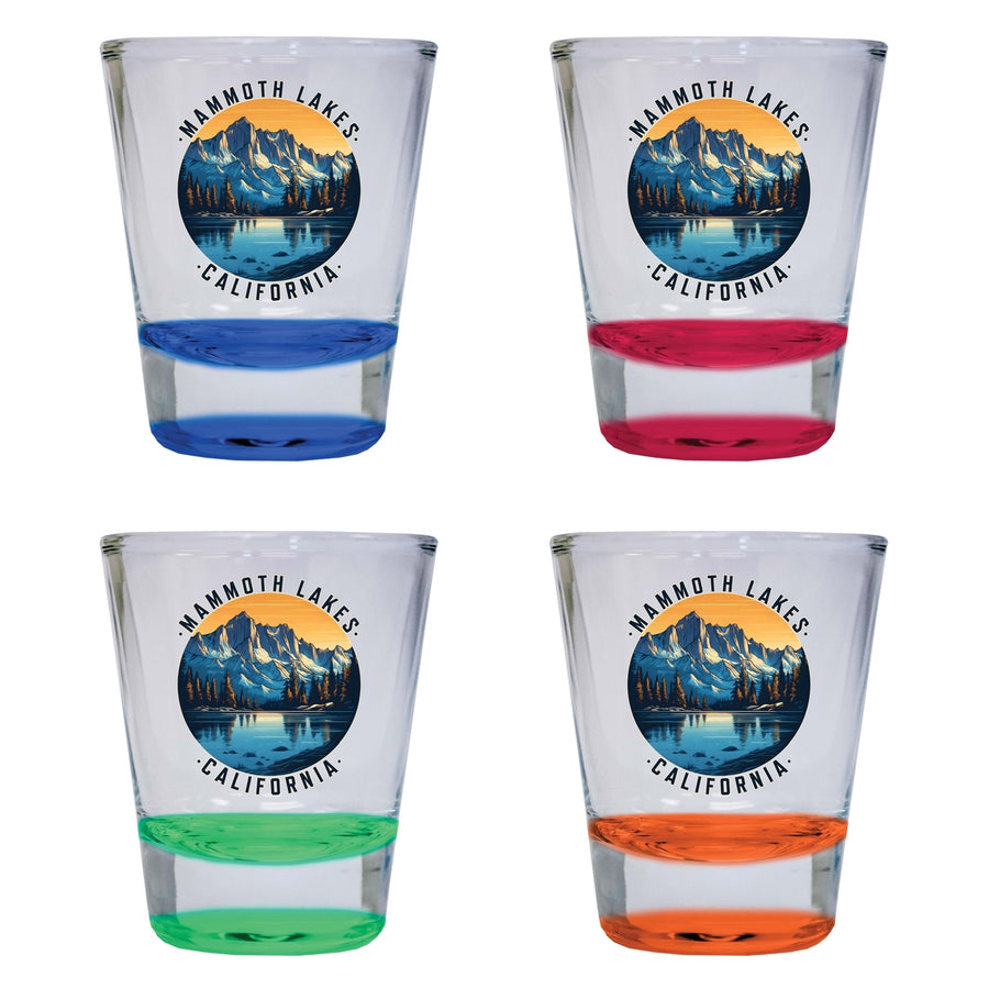 Mammoth Lakes California Design B Souvenir 2 Ounce Shot Glass Round 4-Pack Multicolor Image 1