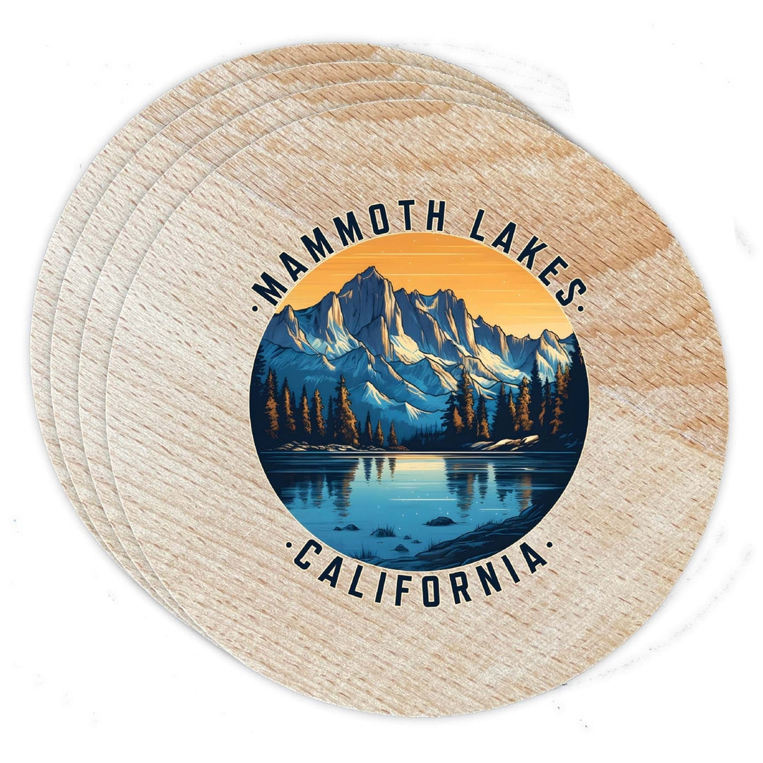 Mammoth Lakes California Design B Souvenir Coaster Wooden 3.5 x 3.5-Inch 4 Pack Image 1