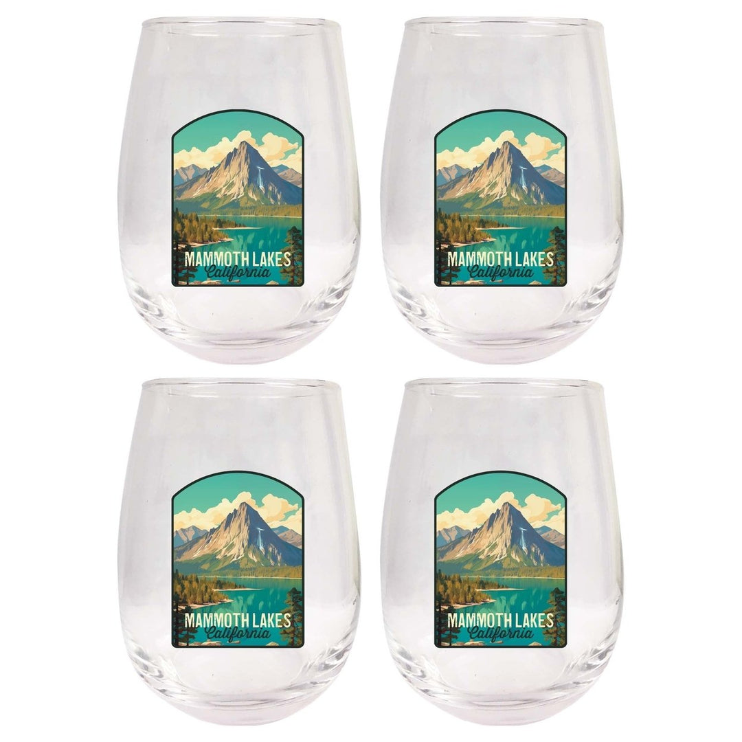 Mammoth Lakes California Design A Souvenir 15 oz Stemless Wine Glass 4-Pack Image 1