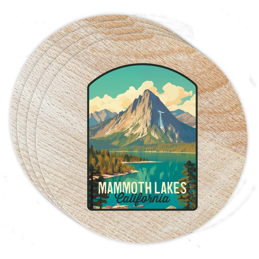 Mammoth Lakes California Design A Souvenir Coaster Wooden 3.5 x 3.5-Inch 4 Pack Image 1