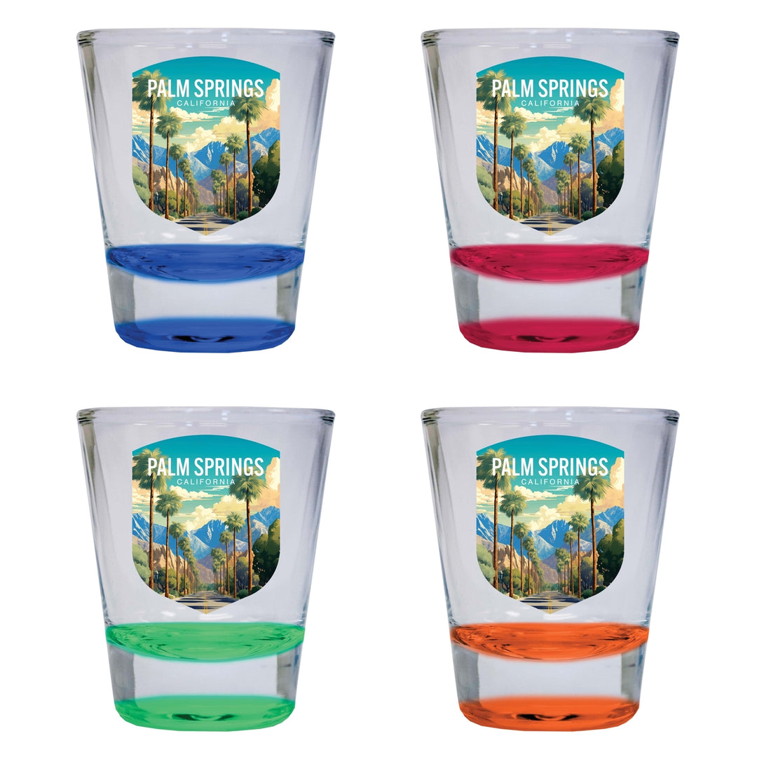 Palm Springs California Design A Souvenir 2 Ounce Shot Glass Round 4-Pack Multicolor Image 1