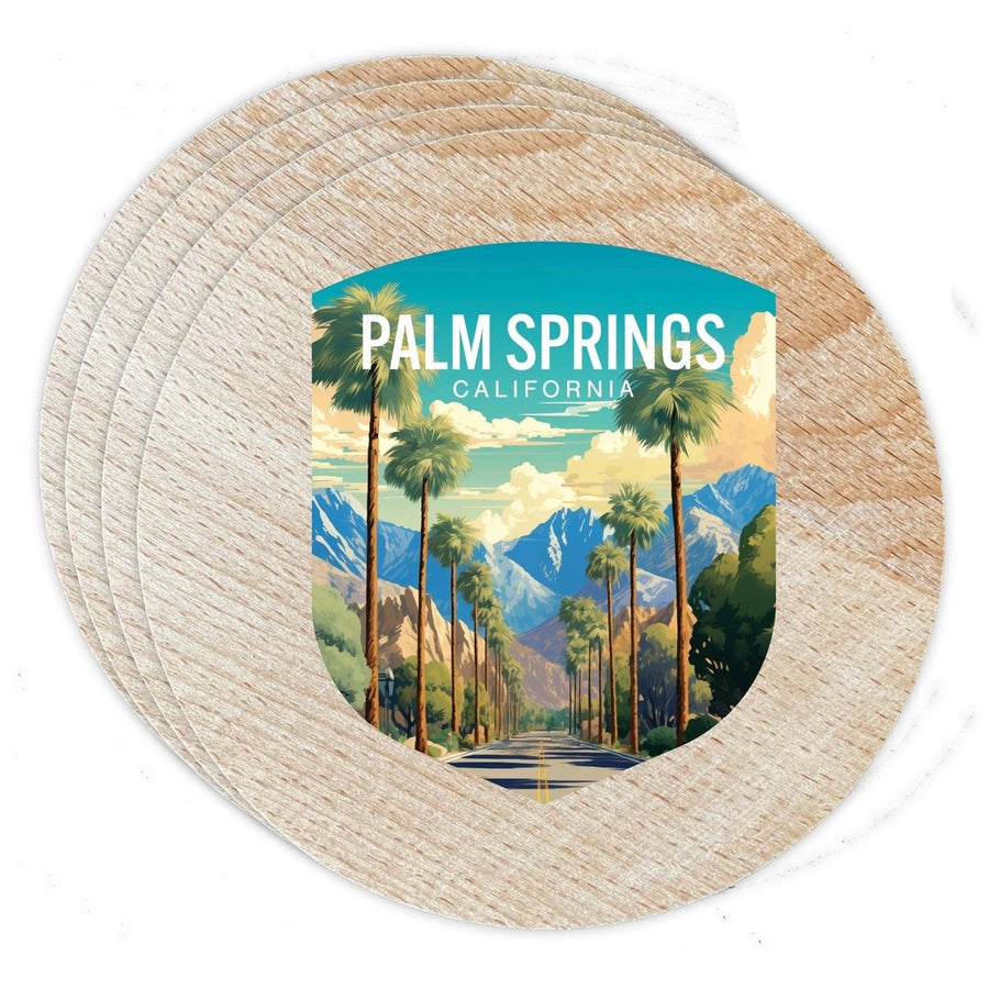 Palm Springs California Design A Souvenir Coaster Wooden 3.5 x 3.5-Inch 4 Pack Image 1