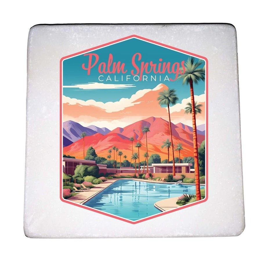 Palm Springs California Design B Souvenir 4x4-Inch Coaster Marble 4 Pack Image 1