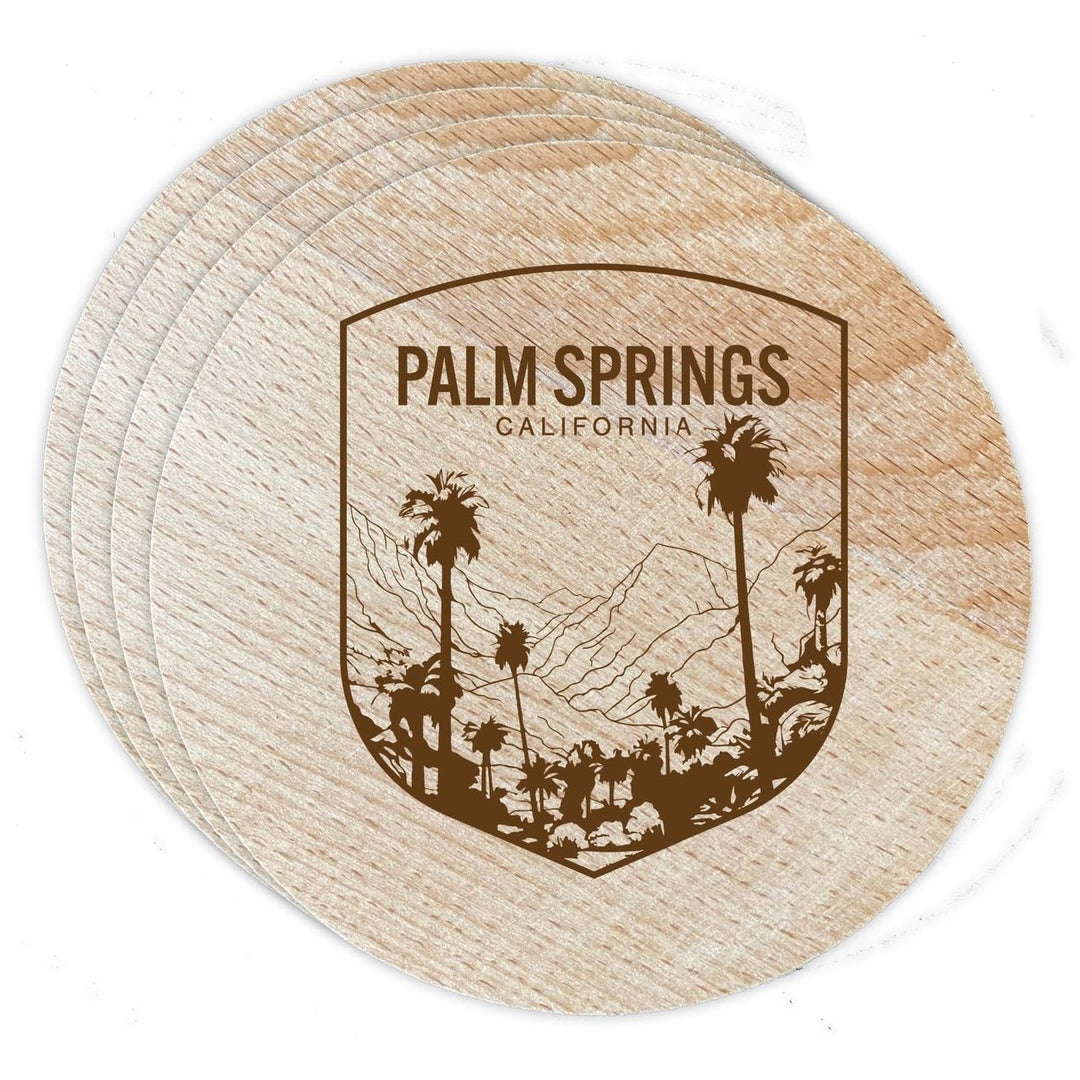 Palm Springs California Souvenir Etched Coaster Wooden 3.5 x 3.5-Inch 4 Pack Image 1