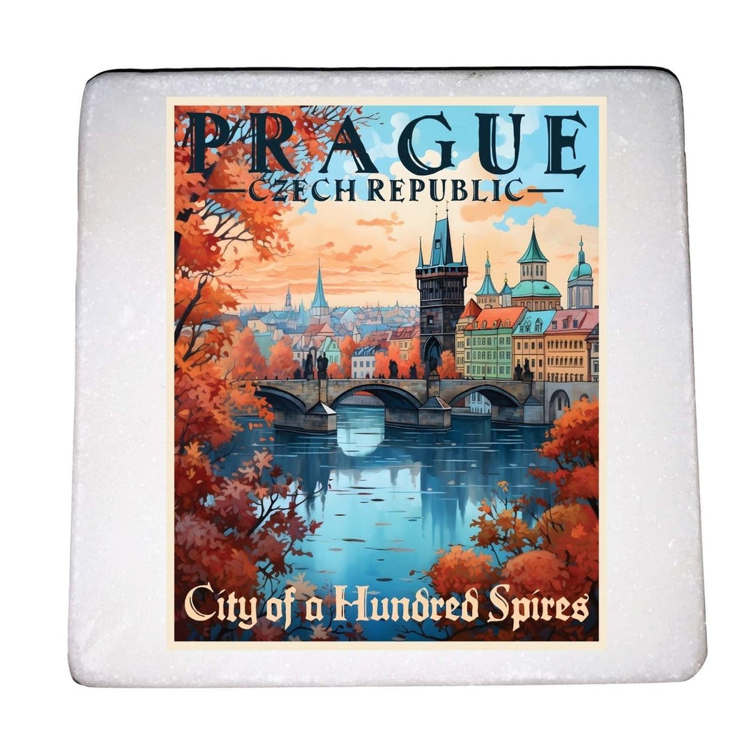 Prague Czech Republic Design A Souvenir 4x4-Inch Coaster Marble 4 Pack Image 1