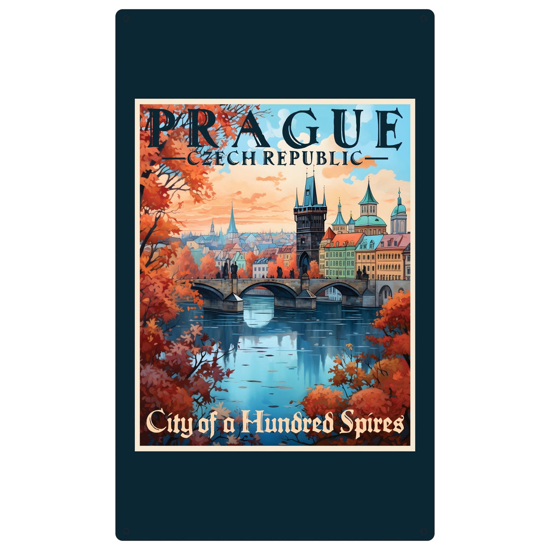 Prague Czech Republic Design A Souvenir Metal Sign 9 x 15 Image 1