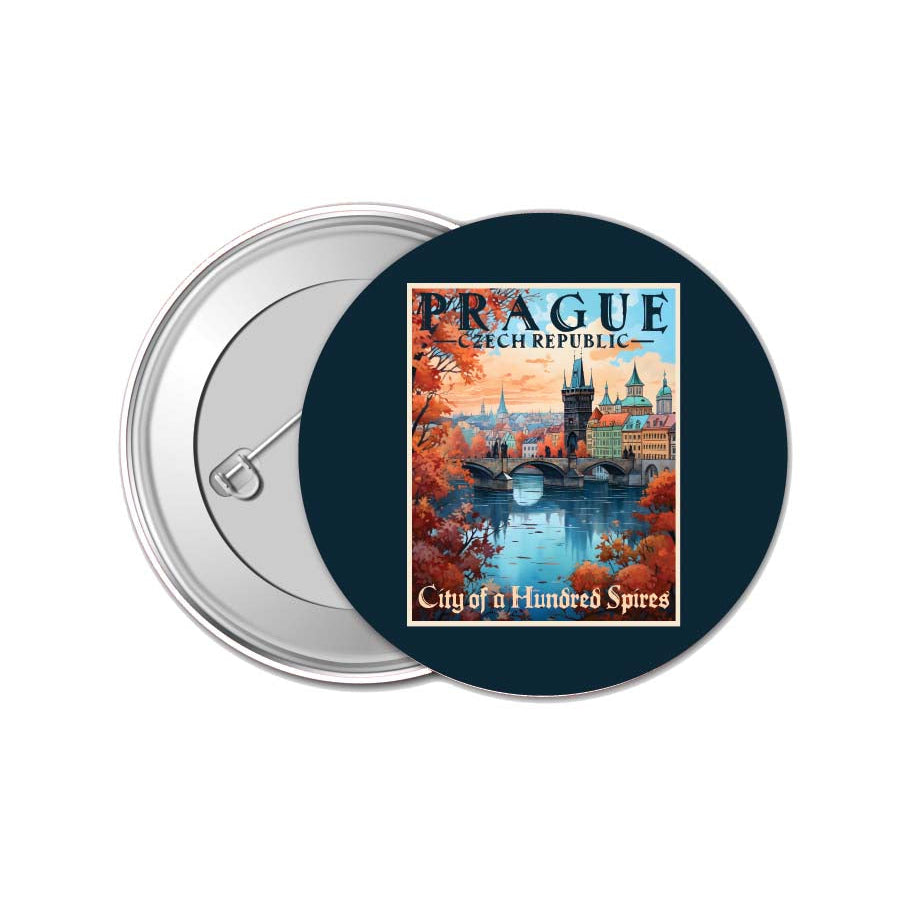 Prague Czech Republic Design A Souvenir Small 1-Inch Button Pin 4 Pack Image 1