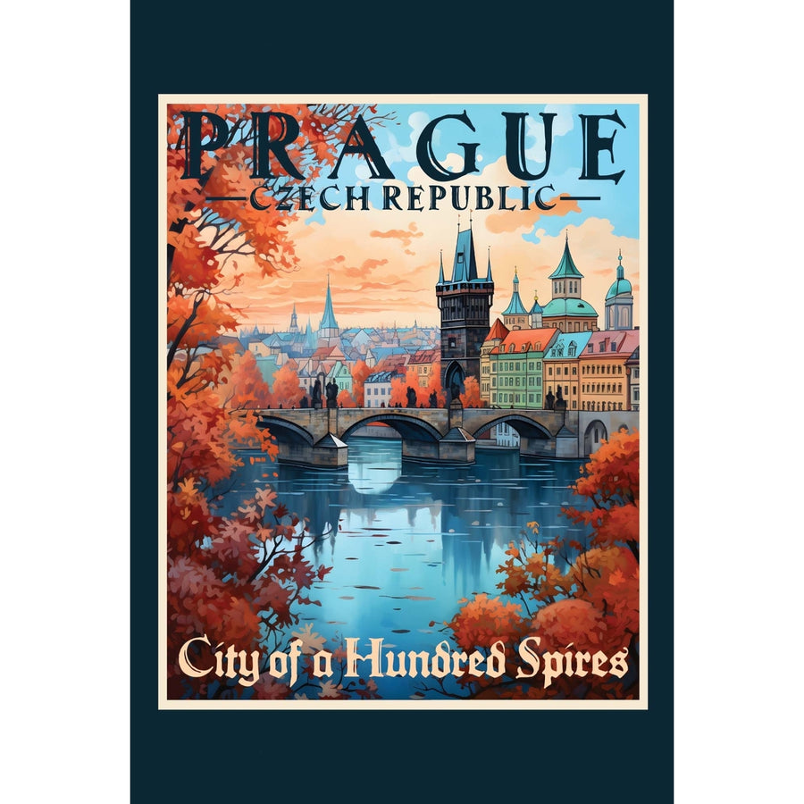 Prague Czech Republic Design A Souvenir Wood sign with frame 5x7 Image 1