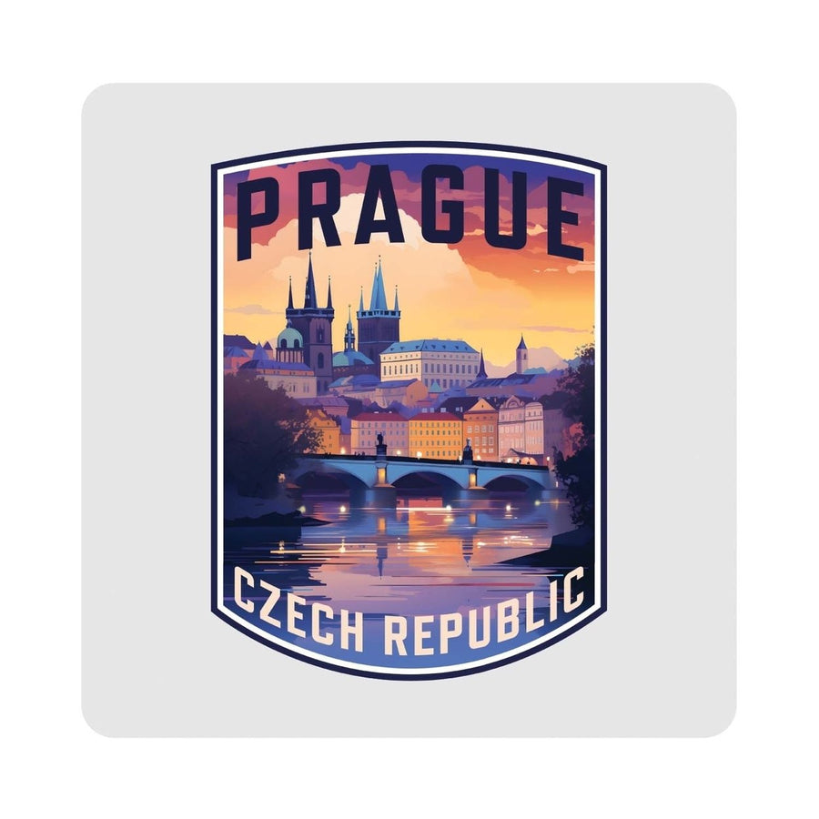 Prague Czech Republic Design B Souvenir 4x4-Inch Coaster Acrylic 4 Pack Image 1