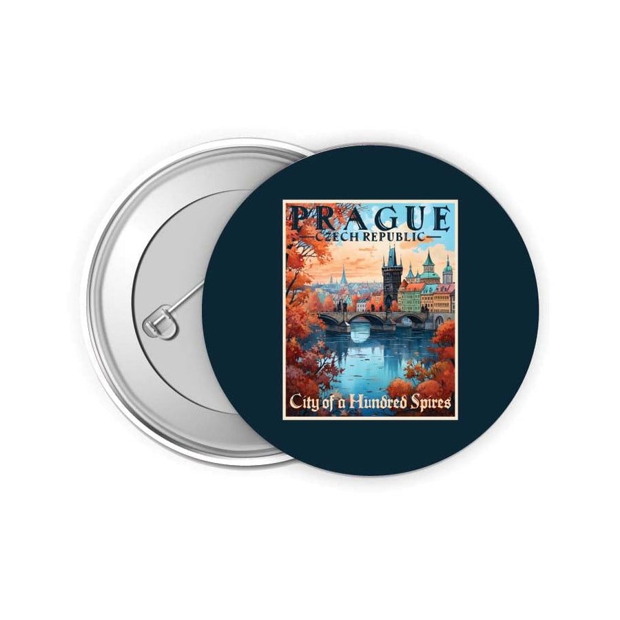 Prague Czech Republic Design A Souvenir Small 2-Inch Button Pin 4 Pack Image 1