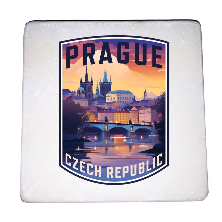 Prague Czech Republic Design B Souvenir 4x4-Inch Coaster Marble 4 Pack Image 1