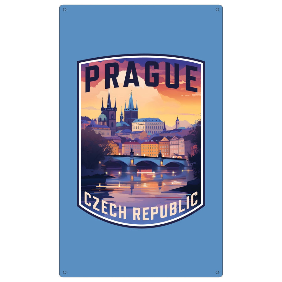 Prague Czech Republic Design B Souvenir Metal Sign 9 x 15 Image 1