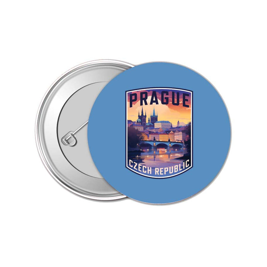 Prague Czech Republic Design B Souvenir Small 1-Inch Button Pin 4 Pack Image 1