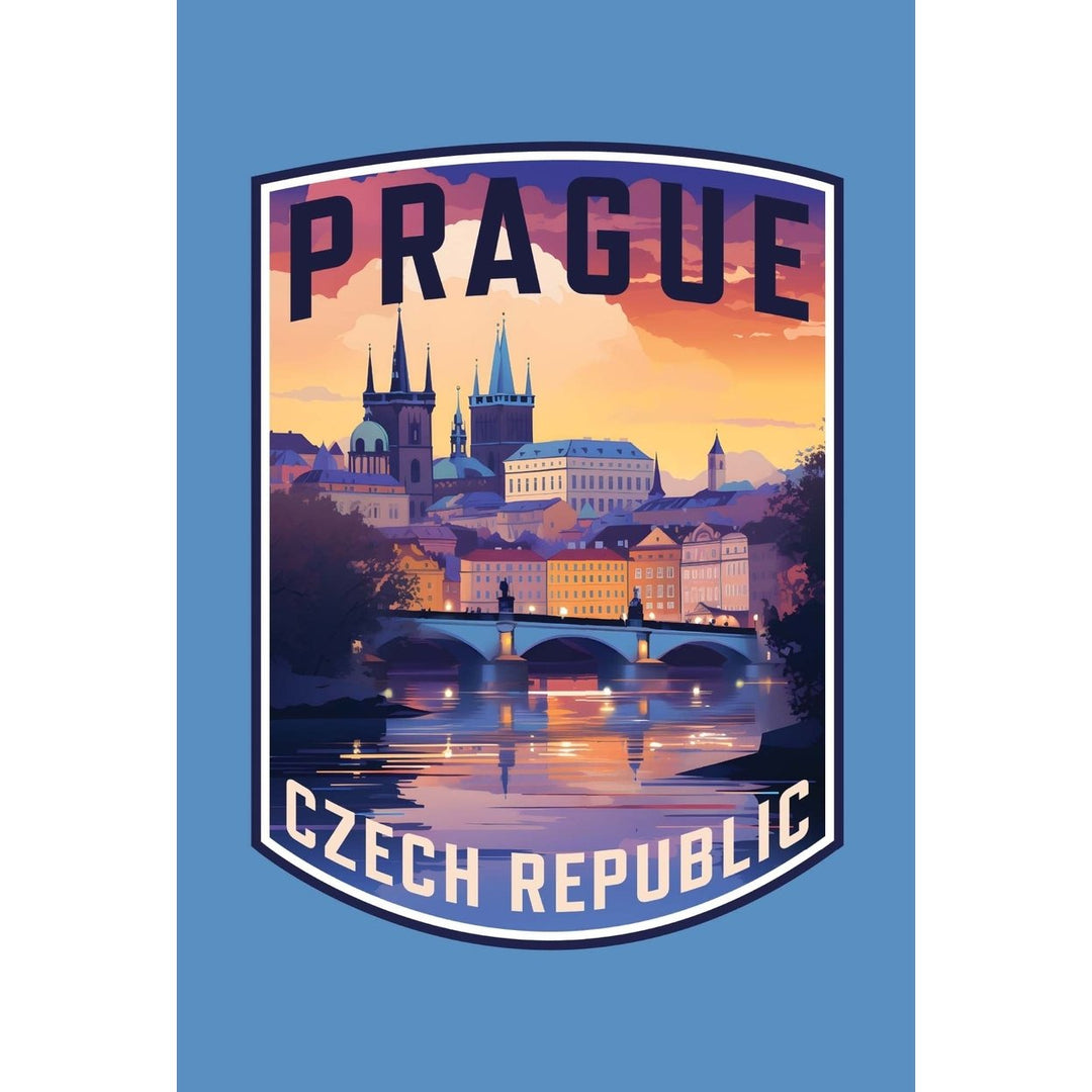 Prague Czech Republic Design B Souvenir Wood sign with frame 5x7 Image 1