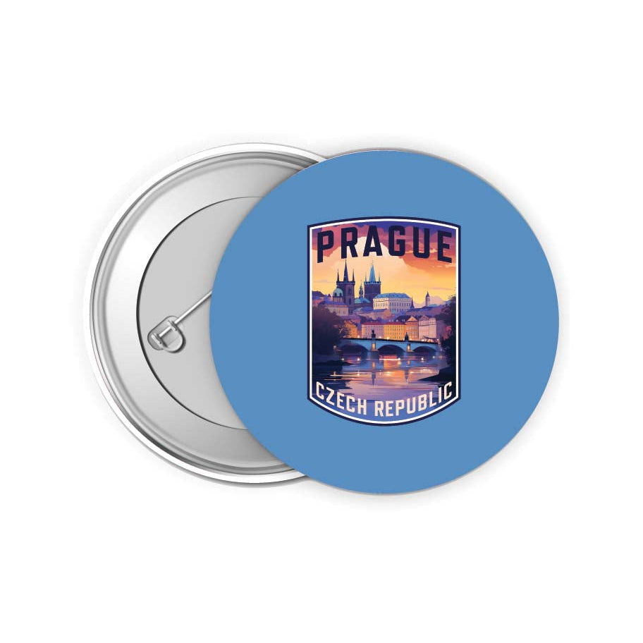 Prague Czech Republic Design B Souvenir Small 2-Inch Button Pin 4 Pack Image 1