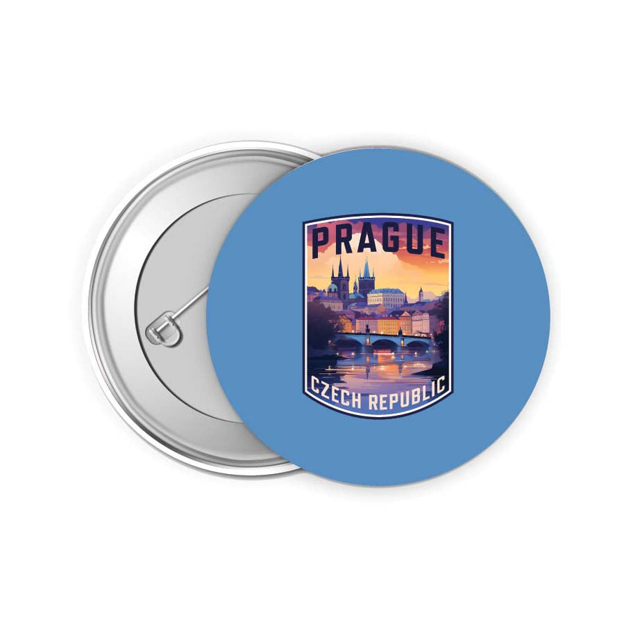 Prague Czech Republic Design B Souvenir Small 2-Inch Button Pin 4 Pack Image 1