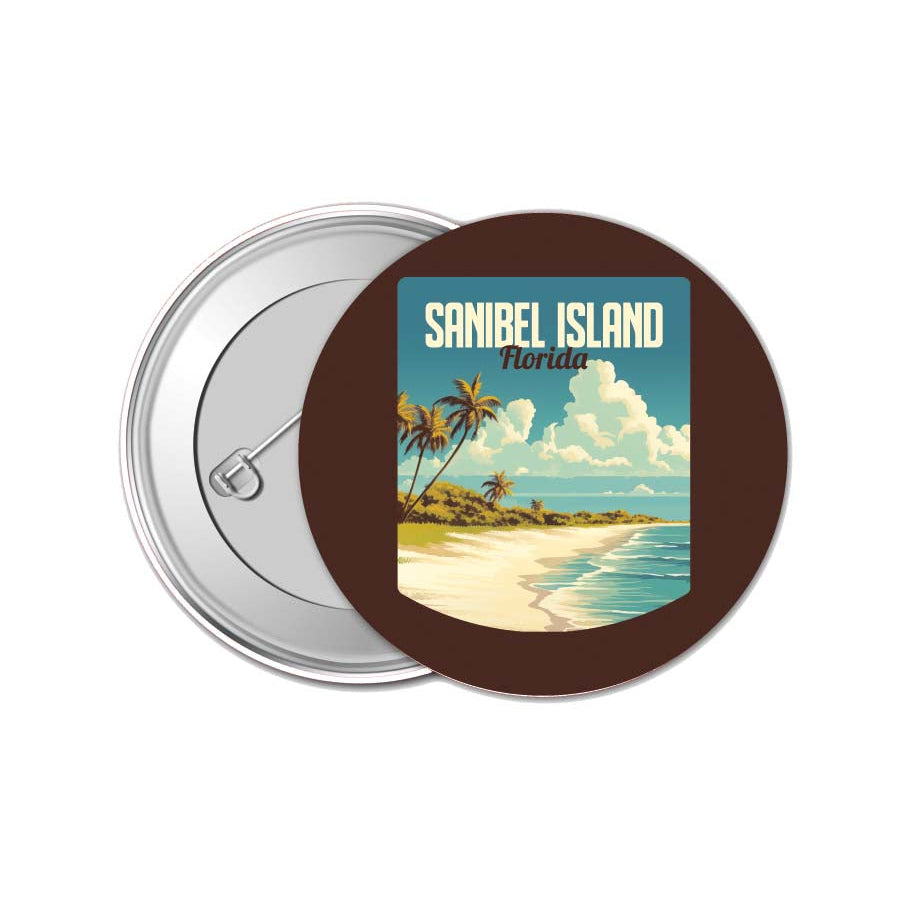 Sanibel Island Design A Souvenir Small 1-Inch Button Pin 4 Pack Image 1