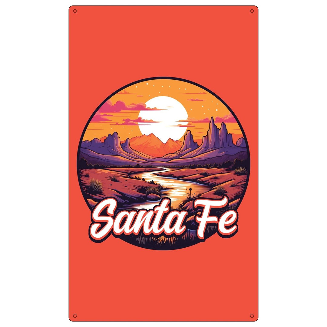 Santa Fe Mexico Design B Souvenir Metal Sign 9 x 15 Image 1