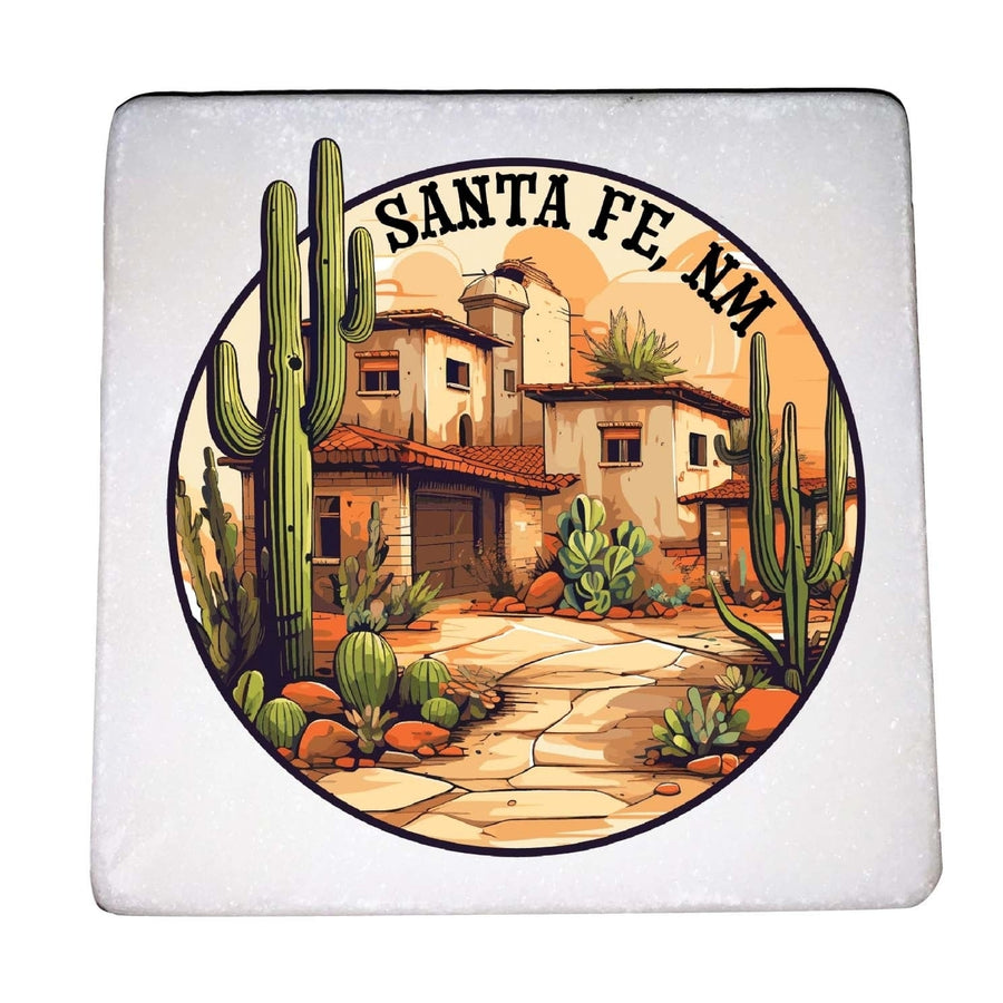 Santa Fe Mexico Design D Souvenir 4x4-Inch Coaster Marble 4 Pack Image 1