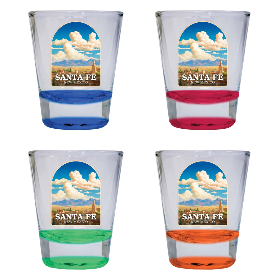 Santa Fe Mexico Design A Souvenir 2 Ounce Shot Glass Round 4-Pack Multicolor Image 1