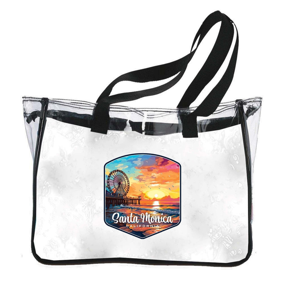 Santa Monica California Design A Souvenir Clear Tote Bag Image 1